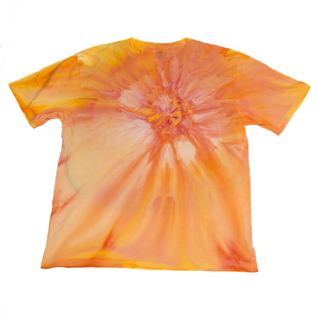 アイスダイ　氷染め　ICEDYE　オレンジのTシャツ
